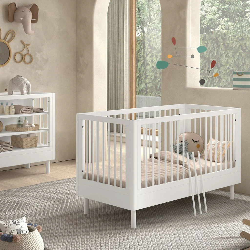 Jaxx 2-delige babykamer (Meegroeibed L 140 x B 70 cm + open commode) Forrest Beuk wit - Image 3