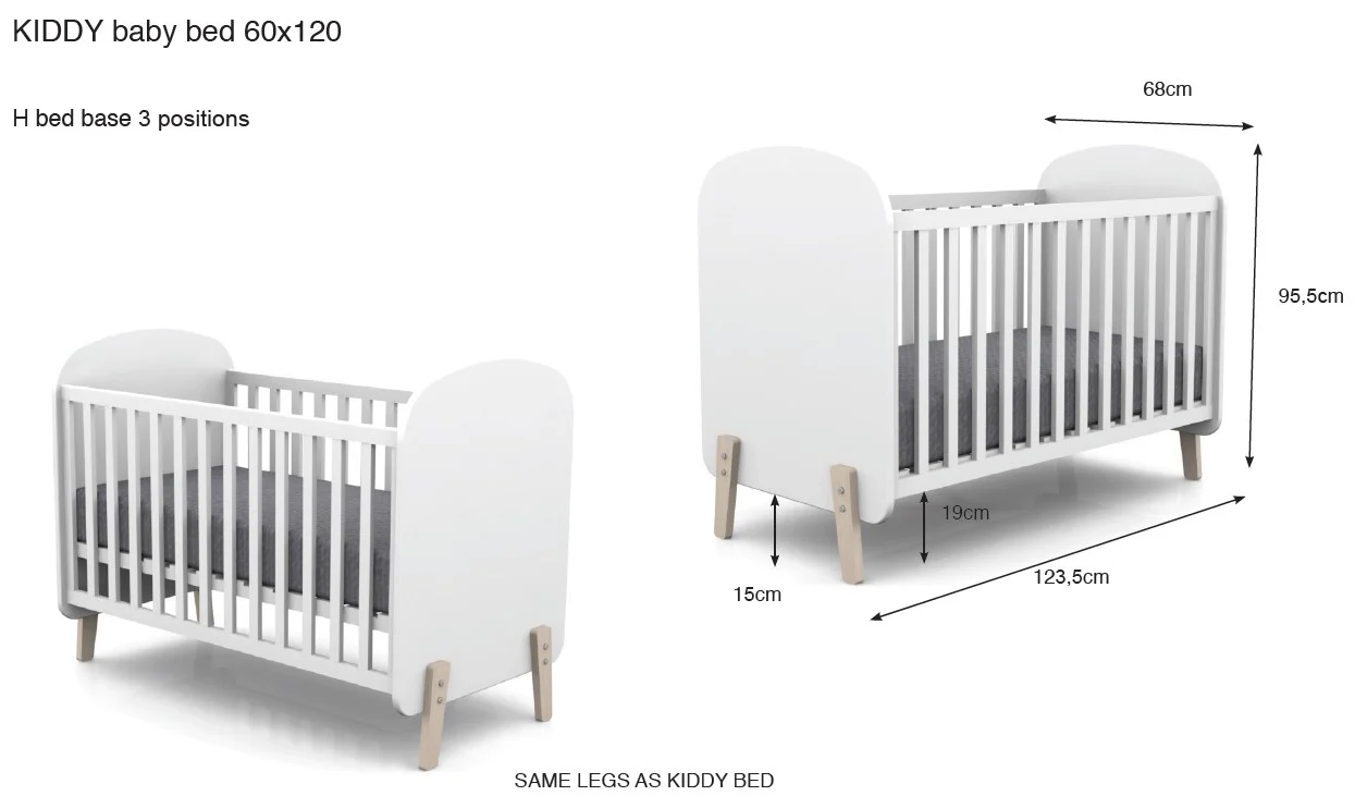 Jaxx 3-delige babykamer (bed + commmode met verlengstuk + kast met 3 deuren) Kiddy wit - Image 8